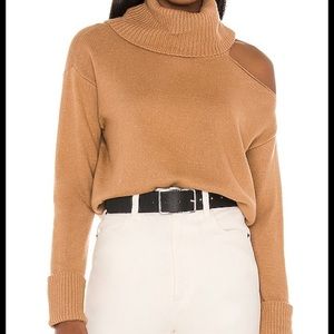 State Turtleneck Cold Shoulder Sweater in Wild Oak